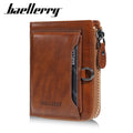 New Men's Short Wallet with a High-end Feel Retro Oil Wax Pu Leather Wallet with Multiple Card Slots and Zippers Small Wallet