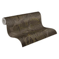 Germany Made Jungle Floral Brown Black Gold Non Woven Vinyl Wallpaper Rolls for Kitchen & Hotel Use Modern Design 10.05x0.53m