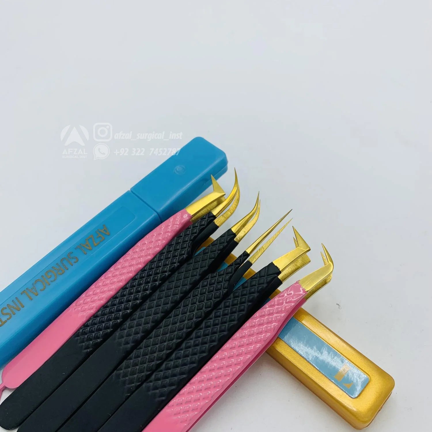 Custom Printed Stainless Steel Eyelash Extension Tweezers Pointed Tip Fiber Model Fine Pointed Lash Volume Tweezer with Logo