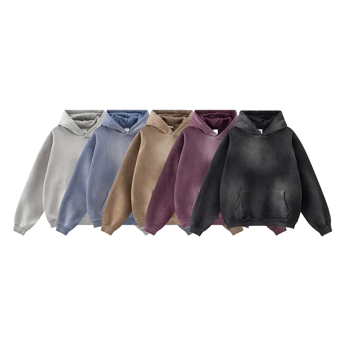 Custom Sun Faded Acid Washed 100% Cotton Plus Size Men's Hoodie with Customized Logo and Rhinestone Digital Print for Winter