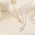 Trendy 16-24 Inches Stainless Steel Chain Necklace with Shiny Crystal Classic Cross Pendant Fashion Jewelry for Women and Men