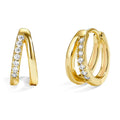 Hot Sale 925 Sterling Silver Brass 18K Gold Plated Round Double AAAAA Zirconia Huggie Hoop Earrings Jewellery for Women MegaBDM