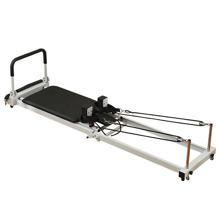 Portable Pilates Reformer Home Use Foldable Steel Pilates Equipment Yoga Training Balance Core Bed White Pilates Reformer