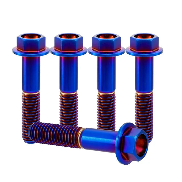 DIN912 Screws Gr5 M3 M5 M6*20 Burn Blue/Rainbow/Gold/Black Flanged Titanium Alloy Round Head Bolts for Bicycles