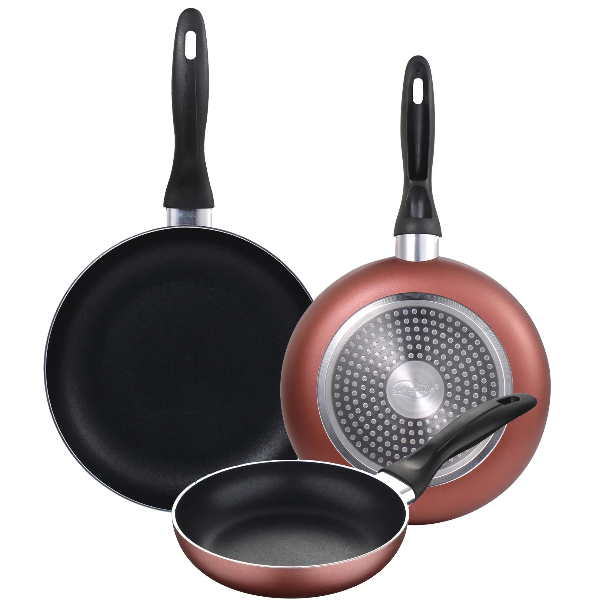Set of 3 frying pans 16/20/24 cm pressed aluminum suitable for induction Paradise collection