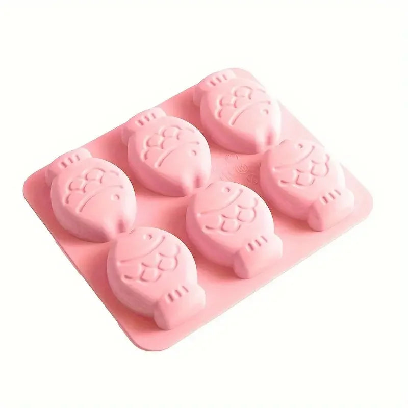 6 Holes Silicone Taiyaki Mold Japanese Pancake Baking Soap Candle Making Tool