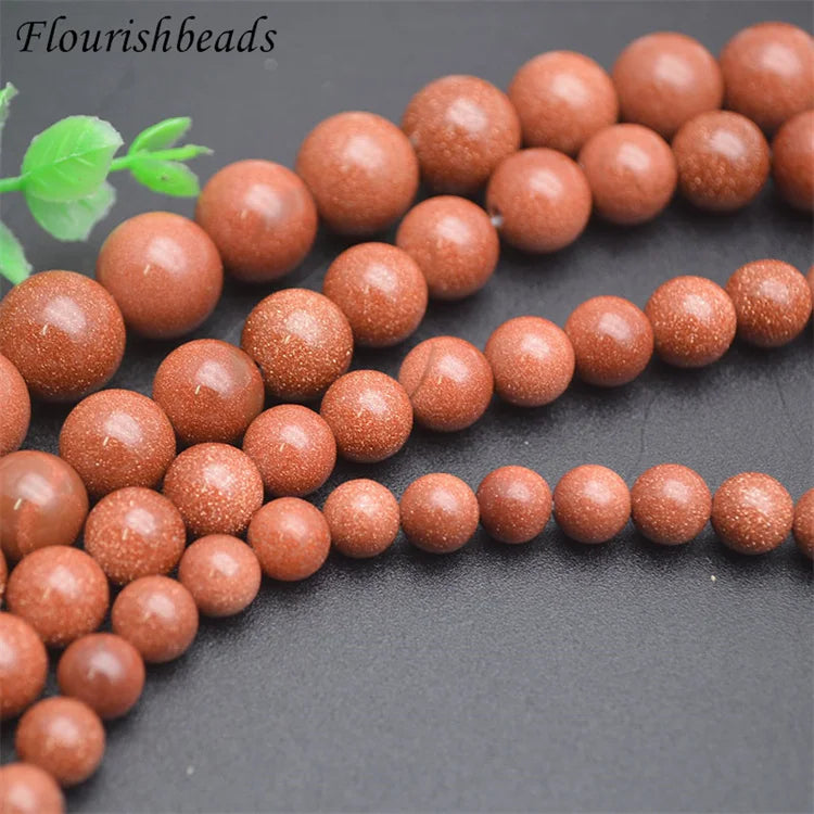 Various Sizes 4mm 6mm 8mm 10mm 12mm 14mm Natural Stone Round Gold Sandstone Loose Beads for DIY Jewelry Bracelet Necklace