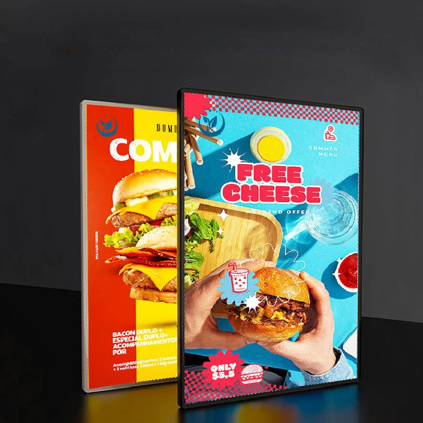 Wholesale Custom Rectangle Square Aluminum Frame LED Light Box Glass Front Panel Slim Design for Advertising Store Hanging