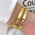 For High Quality 18k Gold Plated Curb Chain Baby Carriage Snow Flower Heart Pendant Custom Name 925 Silver Cute Gift Bracelets