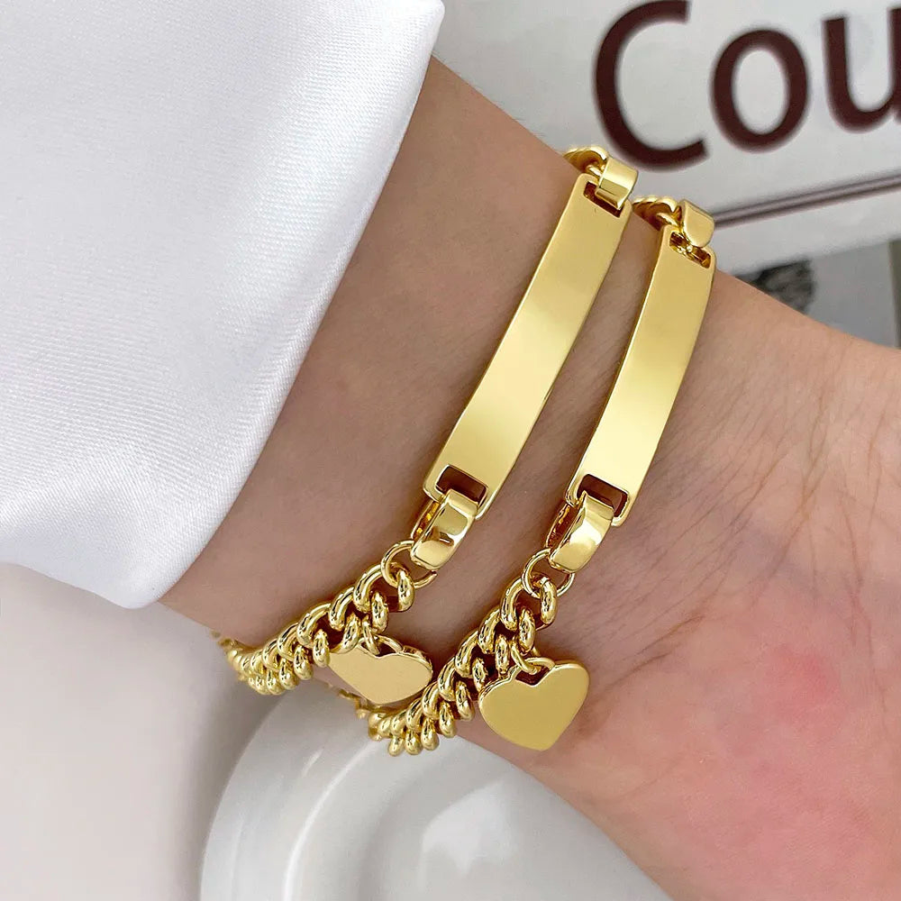 For High Quality 18k Gold Plated Curb Chain Baby Carriage Snow Flower Heart Pendant Custom Name 925 Silver Cute Gift Bracelets