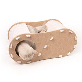 Simple and Modern Cat Tunnel Nest Felt House Dog Sleeping House Brown Pet Bed Large Size Premium Felt Pet Bed Pet Cat Bed