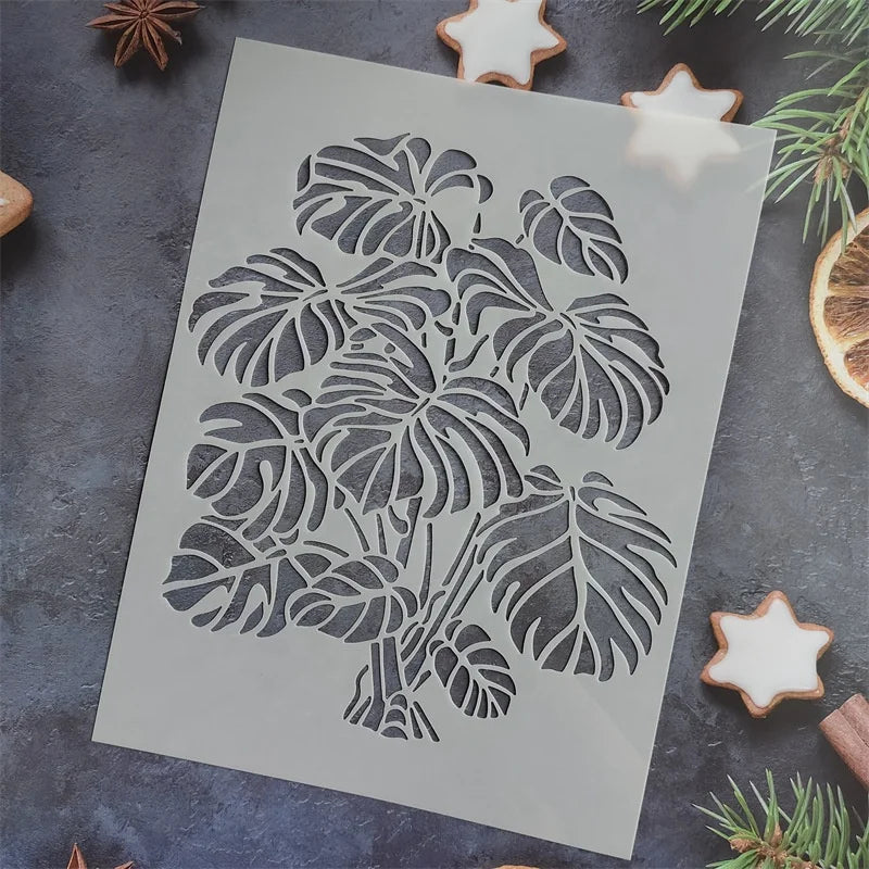 Large Plant PET Stencil Reusable Monstera Stencils for Painting on Wood Canvas Paper Fabric Wall Furniture DIY Template