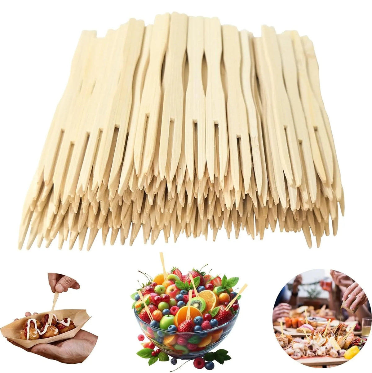 Disposable Bulk Mini Skewers Stick Bamboo Flat Skewer for Fruit MegaBDM