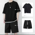 OEM Customized Logo Design handsome trendy casual Waffle shorts suit men's summer ice silk short-sleeved men's suit
