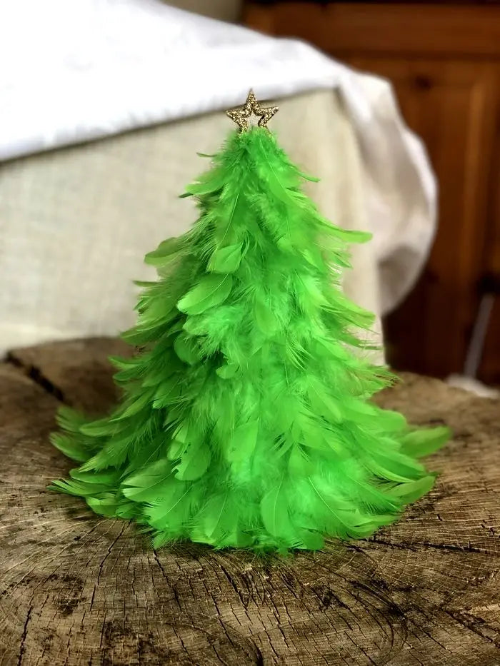 DIY Lime Green Feather Christmas Trees for Outdoor Interior Home Office Room Winter Holiday Party Decor Item Ornament Supply