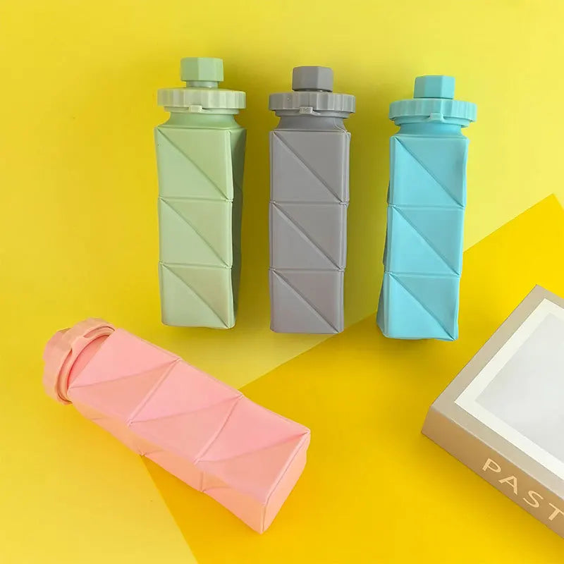 Hot-Selling Light Green Silicone Foldable Water Bottle Printed Logo Creative Cycling Telescopic Cup Portable OEM/ODM Model MegaBDM