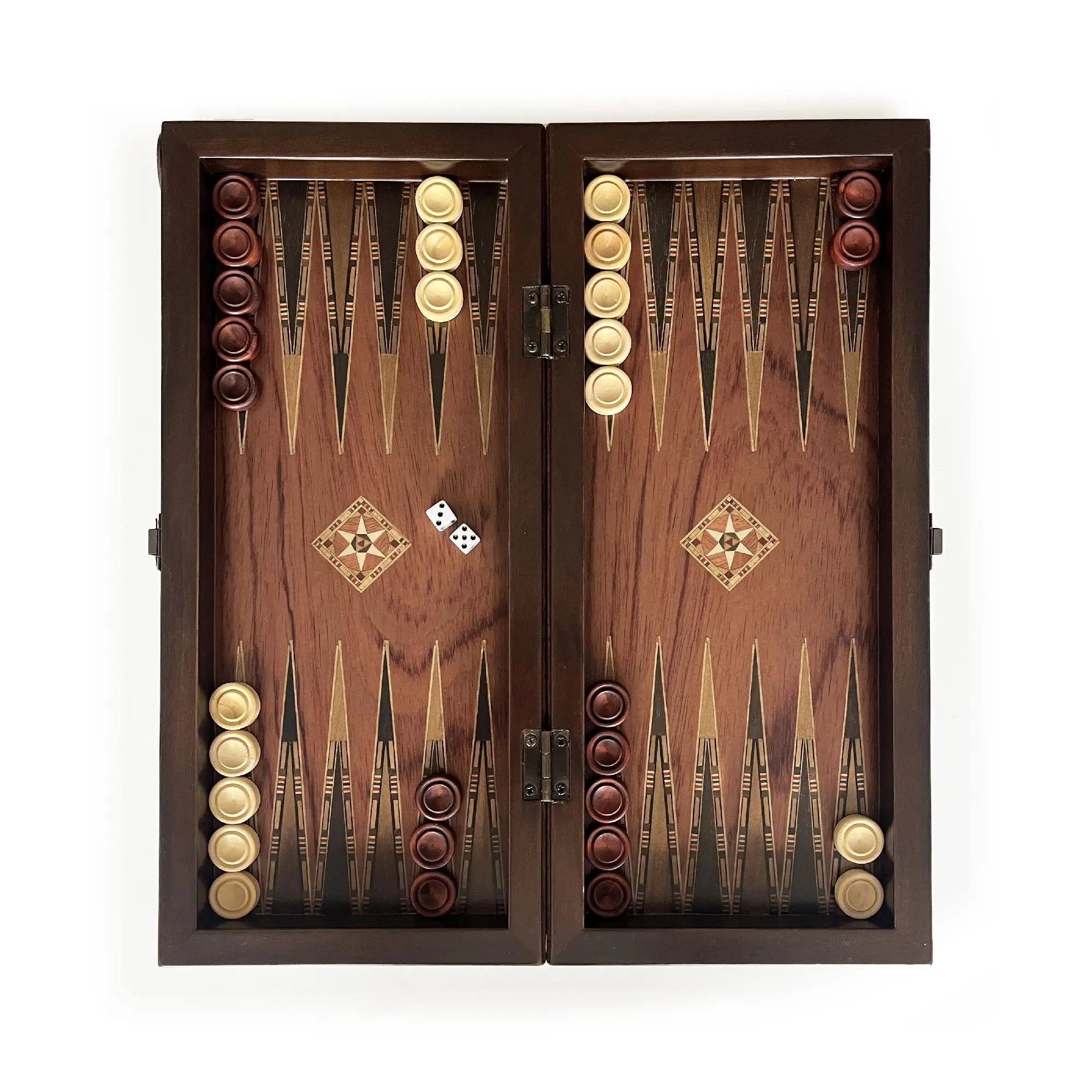 Helena Wood Art K421.033 Classic Handmade Durable Rosewood Backgammon Set (36.5 Cm) with Checkers and Boxwood Pieces