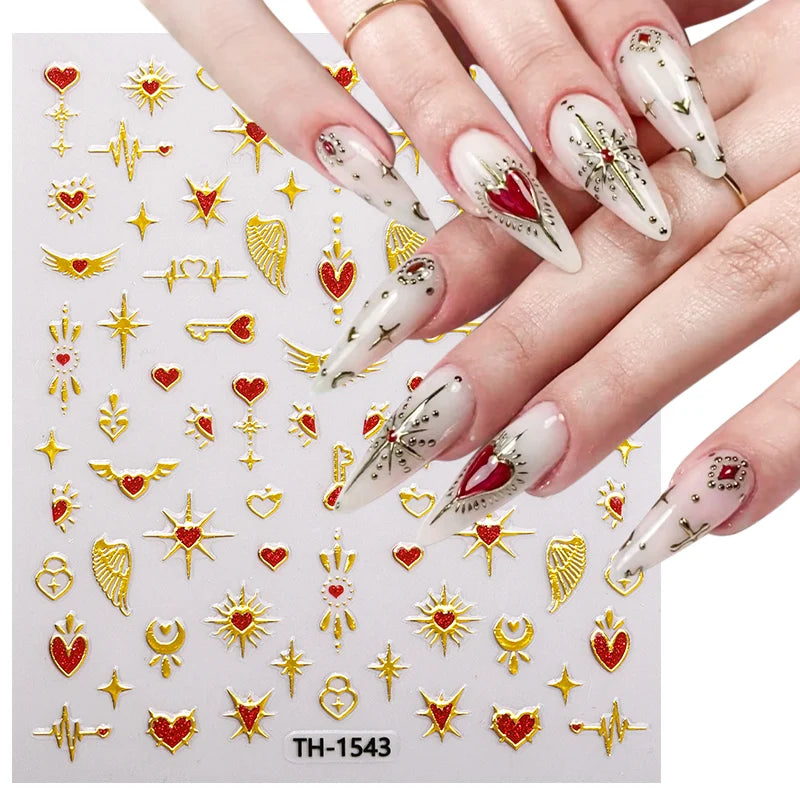 New Style Factory Price Valentine's Day Nail Art Stickers Exquisite Long-lasting Nail Jewelry Decals