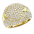 Mens 14k Yellow Gold Pinky Ring with 3.75 Carat Diamond Pave Setting 12-month Warranty IGI Certified Bold Luxury Hip Hop Style
