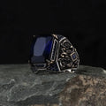 New Arrival Azuris 925 Sterling Silver Men's Ring Ottoman Style From Turkey Natural Stone Aqeeq Fine Jewelry VALKH1009