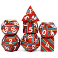 Wholesale Rainbow Stripe Polyhedral Square 16mm DND Metal Dice Set 7 PCS for Dungeons and Dragons