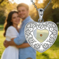 Silver Stainless Steel Mustard Seed Heart Engraved Floral Pattern Pendant Faith Necklace for Women Tarnish Resistant