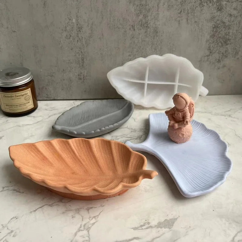 Early Riser Leaf Dish Tray Silicone Mold Ginkgo Leaf Tray Gypsum Resin Drop Silicone Mold