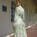 Eid Customizable Muslim Floral Print Dress Stately and Elegant High-quality Linen Long Sleeve Factory Price Fashion