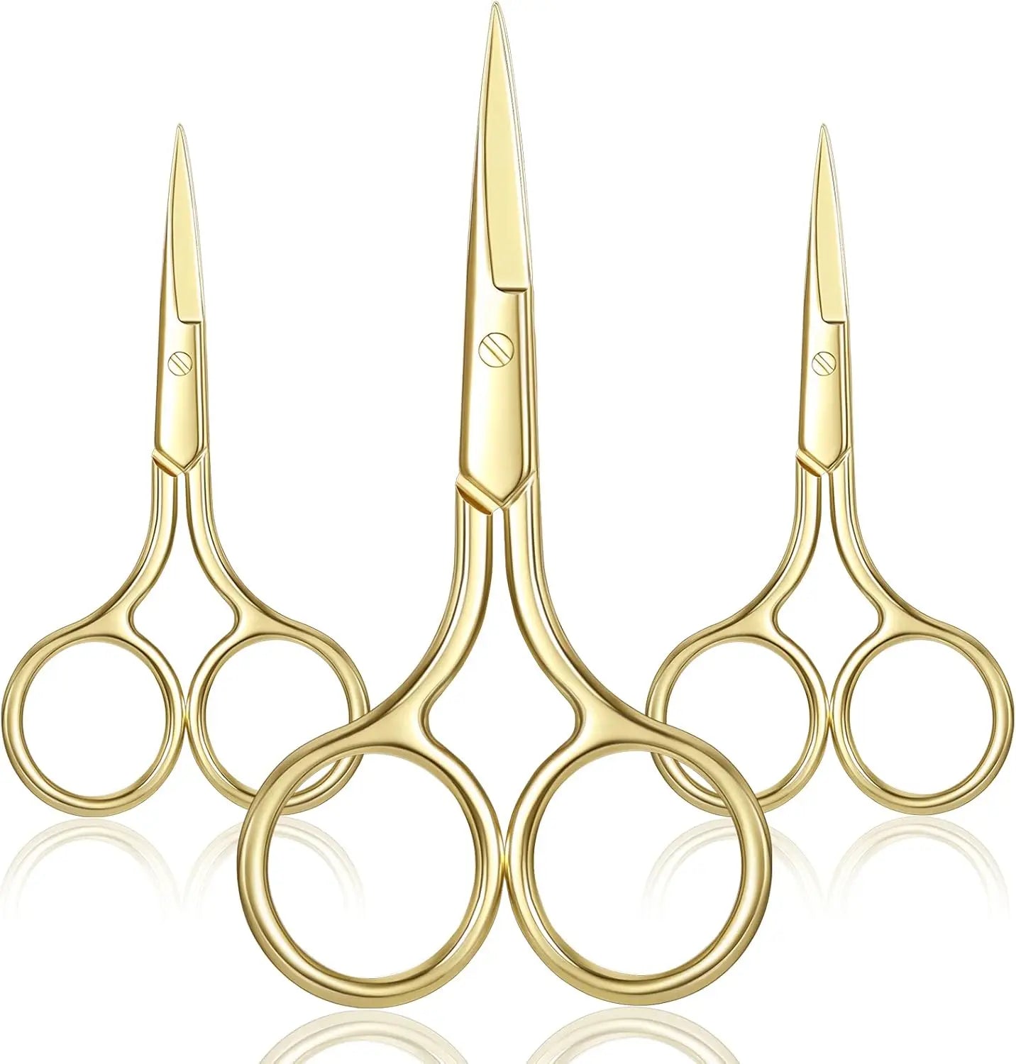 3 Pack Mini Beauty Stainless Steel Grooming Scissors Pointed Nose Eyebrow Trimmer for Facial Hair Styling Hair Extension Tools