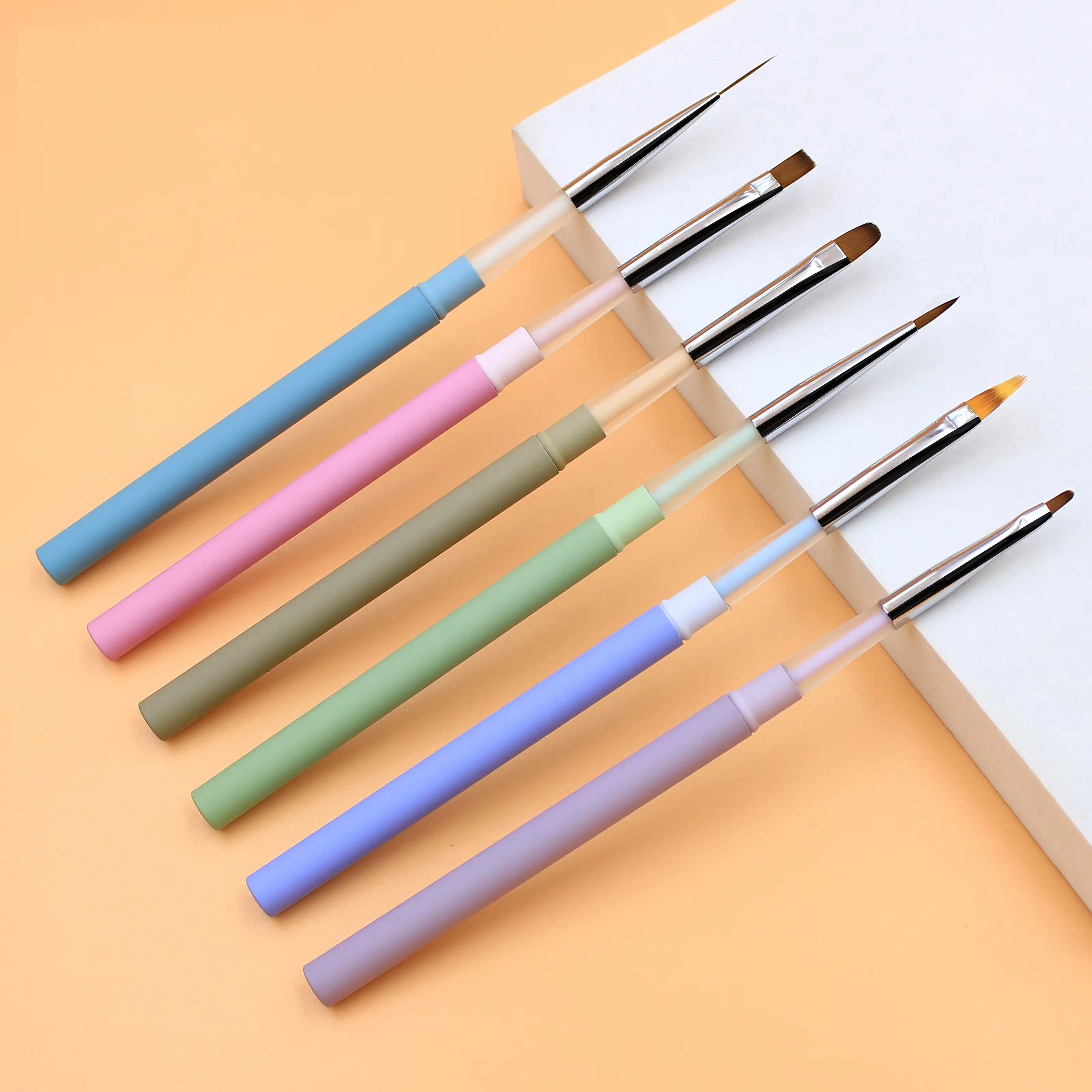 JX 2025 Professional Flat Acrylic Manicure Brush Cute Candy Color Gel Nail Pen With Custom Logo Nylon Material for Nail Art