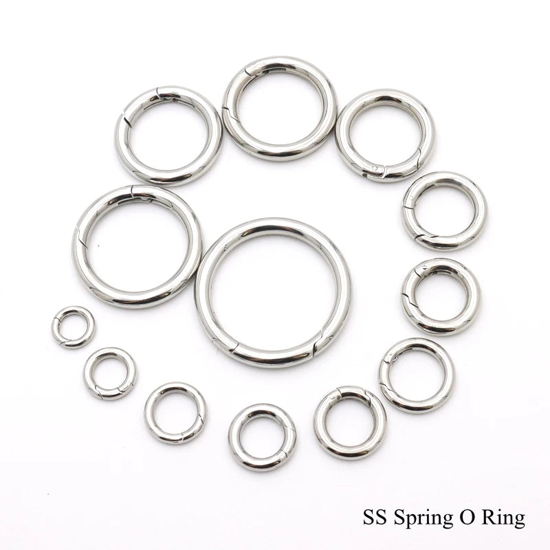 Stainless Steel Round Spring O-Ring Metal Wire Split Ring Corrosion-Resistant Keychain O Rings for Bags Hardware & Outdoor Gear