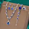 Hot Selling High-End Fashion Jewelry Set New Design Crystal Water Droplets Necklace Earring Ring