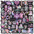 56 Pcs Dark Gothic Style Stickers New Trend Purple Cool Suitcase Mobile Phone Computer Decoration Water Bottle Stickers for Kids