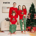 PASUXI Christmas Family Matching Pajamas Sleepwear with Deer Print & Festive Letter Design Cozy Fleece Home Clothes