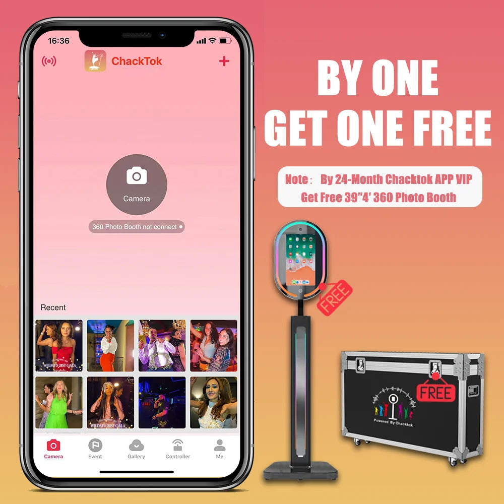 ChackTok App Deal by 24 Month VIP Membership Service Get Magic Mirror Photo Booth 15.6 Inch for Weddings Parties Events