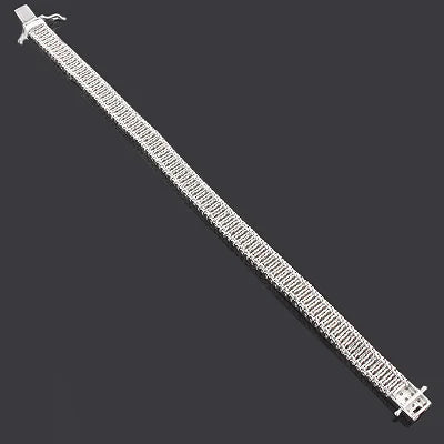 1 Ct Men's 14K Gold Plated Sterling Silver Tennis Bracelet 3 Row Lab Grown Brilliant Cut Diamonds Diamond Bracelets Bangles