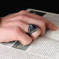 Wholesale Azuris VALKH1183 925 Sterling Silver Ottoman Style Men's Ring with Naturel Stone Agate Handmade Turkey