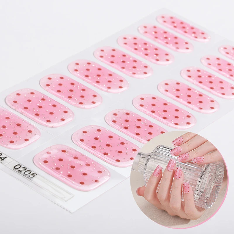 Nail Products Manufacturer Environmentally Friendly Non-toxic Valentine's Day Style Semi-cured Gel Nail Stickers UV Lamp