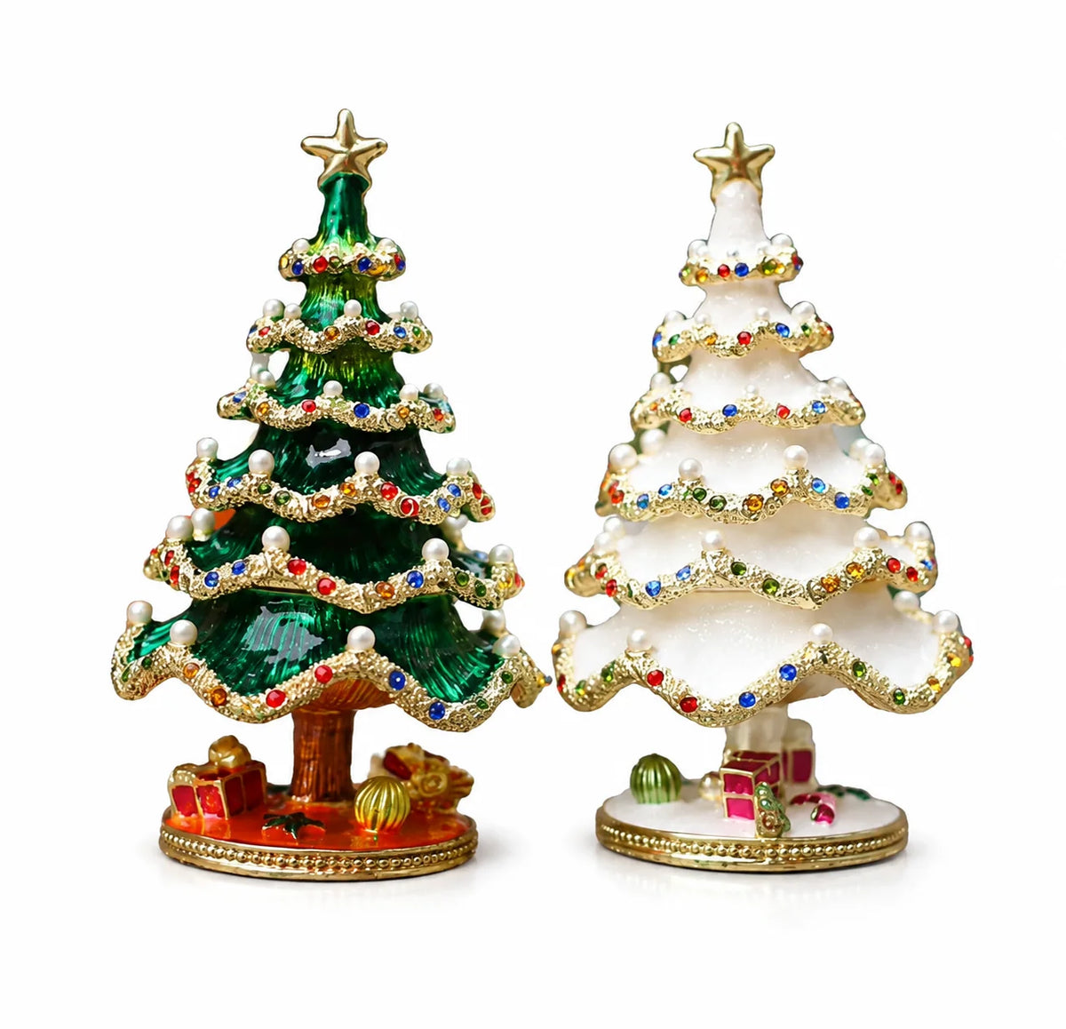 Wholesale Christmas Tree Home Decor Enamel Alloy Jewelry Box Holiday Gift for Cross-Border Sourcing MegaBDM