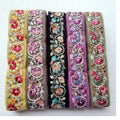 Custom Made Eco-Friendly Floral Embroidered Lace Trim in Five Colours in 1.25 Inch Width on Organza Base Fabric for Resale