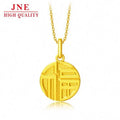 Gold Shop Same Round Blessing Card Pendant Necklace Vacuum Plating 18K Gold Sandblast Round Beads Double-sided Fu Bracelet
