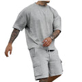 OEM Customized Logo Design summer loose fashion casual  cross-border men's T-shirt short-sleeved shorts two-piece suit