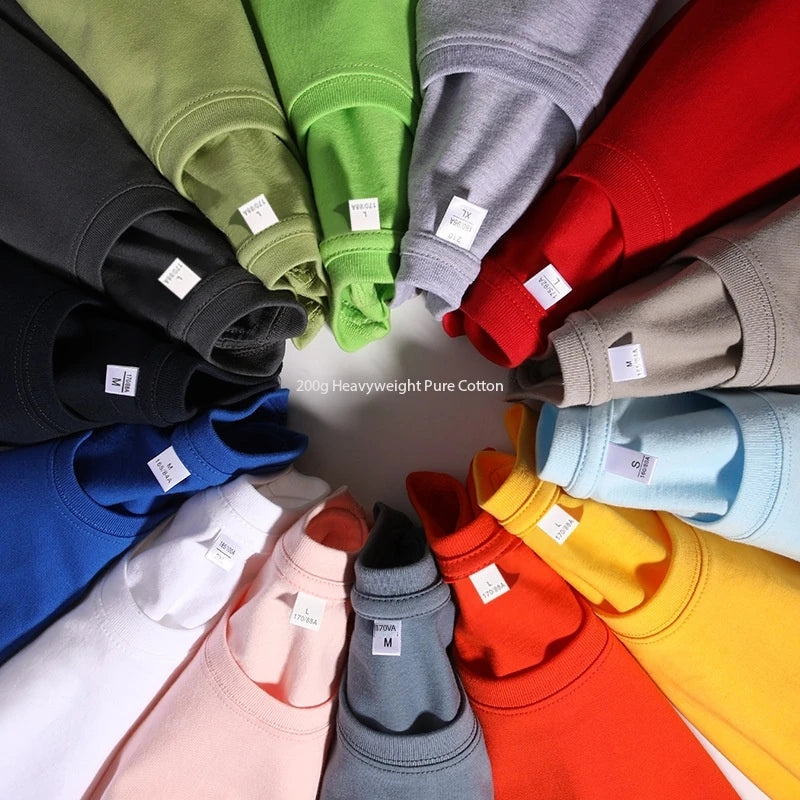 Bangladesh China Factory Price 200g 99% Cotton T-Shirt Japanese Street Style T Shirt Candy Color Basic T Shirt S-5XL T Shirt