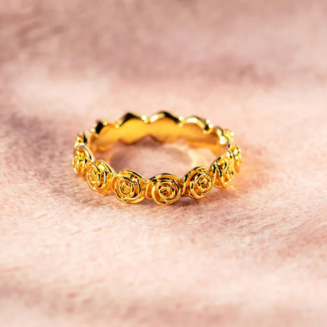 Low MOQ Wholesale 925 Sterling Silver Rhodium & Gold Plated Princess Cut Rose Cocktail Ring Eternal Symbol Party