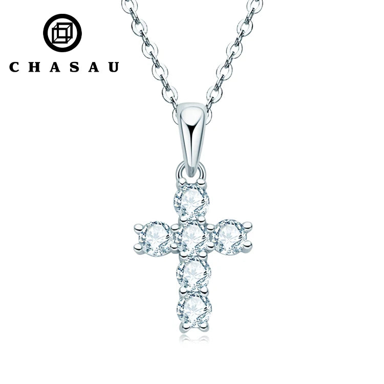 Women Men Faithful Charm 925 Silver Certified 3mm Moissanite Choker Christian Gifts Cross Pendant Necklace MegaBDM