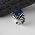 Wholesale Azuris VALKH1141 925 Sterling Silver Ottoman Style Men's Ring with Naturel Stone Agate Handmade in Turkey