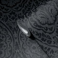 Made Germany-Sale Damask Pattern Black Grey Non Woven Wallpaper Rolls Wash-Resistant Light Resistant Living Room Kitchen
