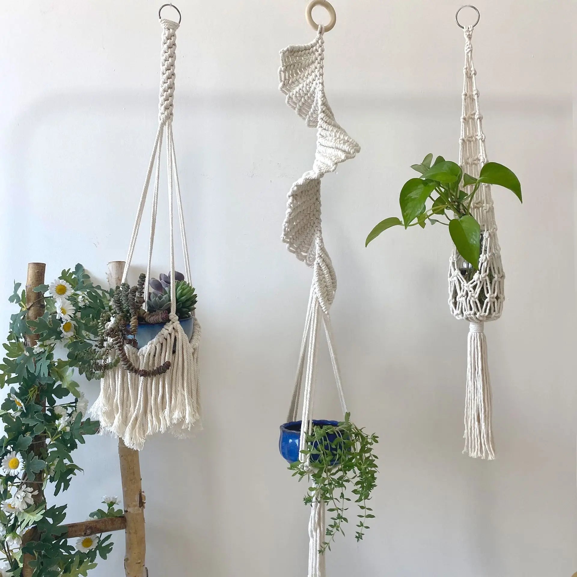 Handmade Cotton Indoor and Outdoor Macrame Hanging Plant Holders