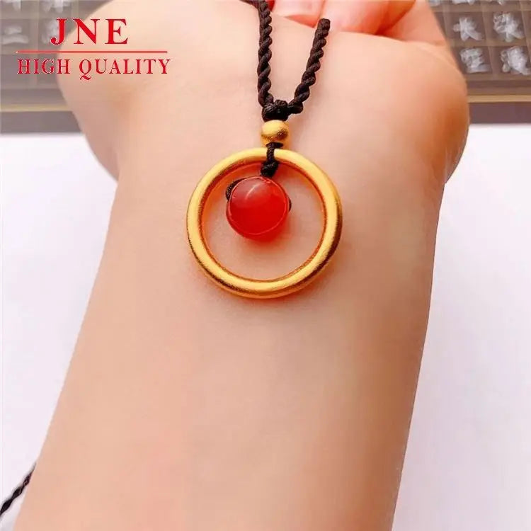 Gold Long Necklace Couple Style 2022 Clavicle Chain Simple Bracelet Red Agate Chain Personality Braid Rope Pendant Necklace MegaBDM