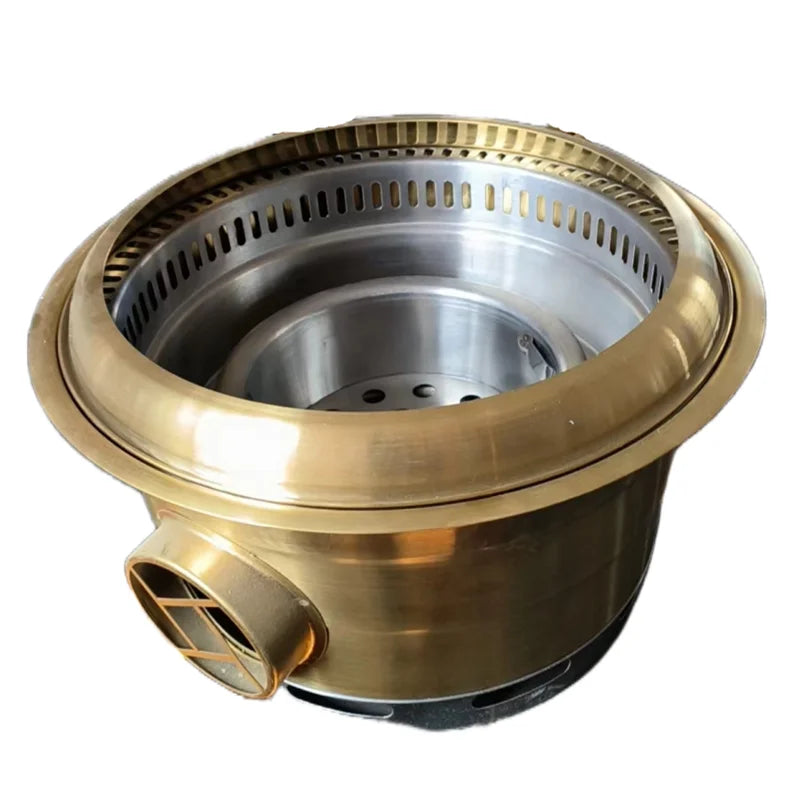 Underground Pipe Exhaust Golden Charcoal Grill for BBQ Restaurant